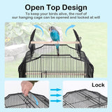 Large Parakeet Bird Cage with Rolling Stand and Accessories for Medium and Small Parrots - Black - Furniture4Design