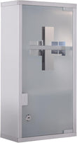 Lockable Stainless Steel Wall Mount Medicine Cabinet with Glass Door - Furniture4Design