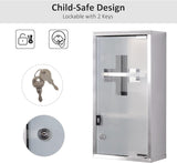 Lockable Stainless Steel Wall Mount Medicine Cabinet with Glass Door - Furniture4Design