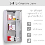 Lockable Stainless Steel Wall Mount Medicine Cabinet with Glass Door - Furniture4Design