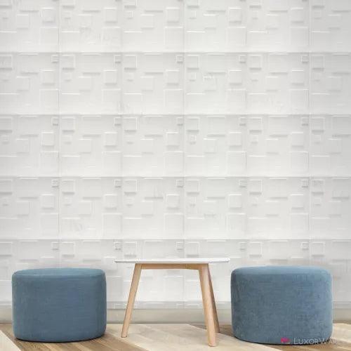 Luxorware 3D Wall Panel 12PK Tiles 32 sqf CE Certified White PVC Panel (LW3D871) - Furniture4Design