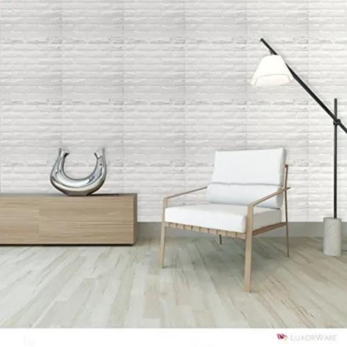 Luxorware 3D Wall Panel 12PK Tiles 32 sqf CE Certified White PVC Panel (LW3D900) - Furniture4Design