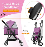 Luxury 3-in-1 Pet Stroller with Detachable Carrier for Medium and Small Dogs and Cats (Purple, 4 Wheels) - Furniture4Design