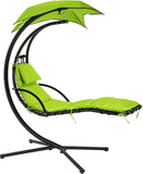 Luxury Hanging Chaise Lounger Hammock Chair with Canopy, Green - Furniture4Design