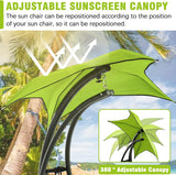 Luxury Hanging Chaise Lounger Hammock Chair with Canopy, Green - Furniture4Design