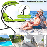 Luxury Hanging Chaise Lounger Hammock Chair with Canopy, Green - Furniture4Design