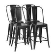 Metal Bar Stool Set Of 4 Counter Height Barstool With Back 24 Inches Seat Height - Furniture4Design