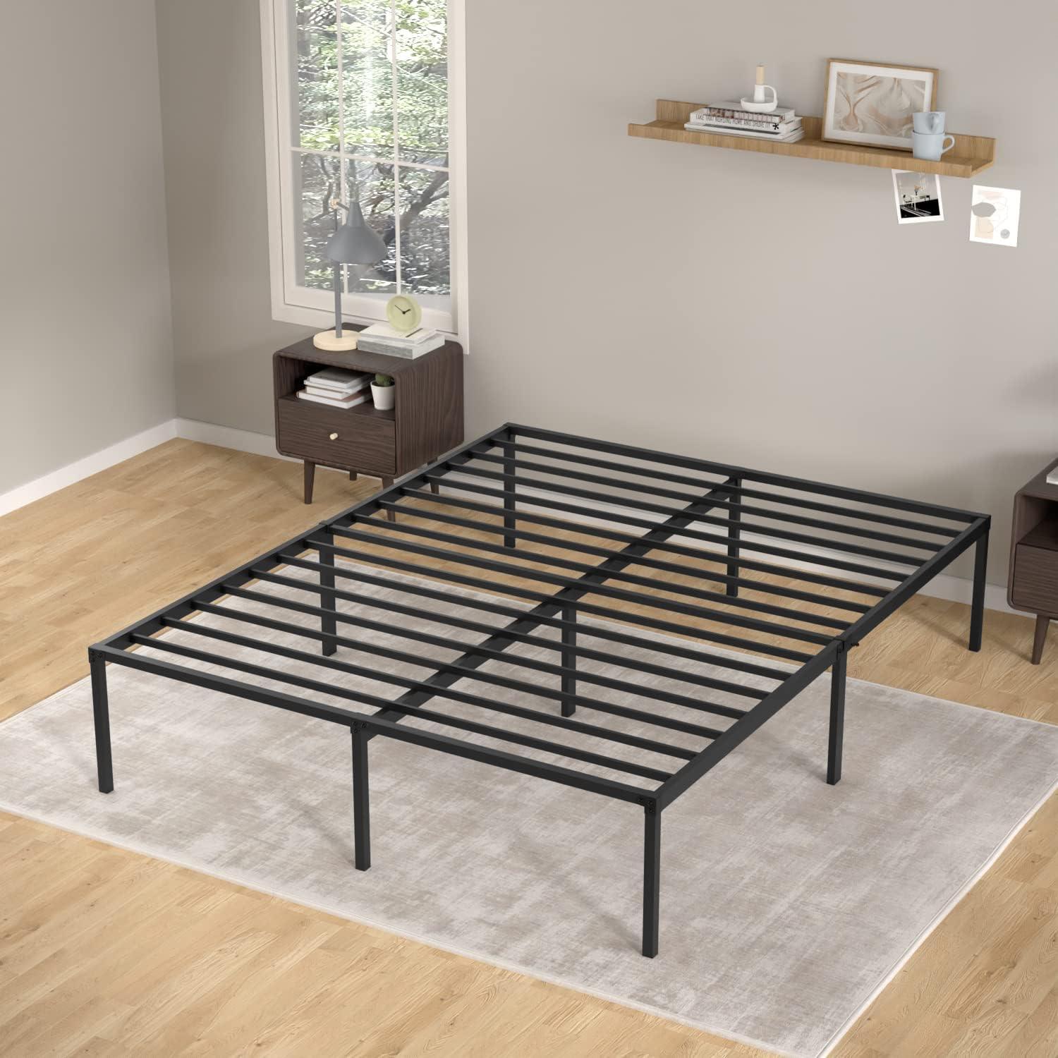 Metal Platform Bed Frame with Under-Bed Storage and Noise-Free Steel Slat Support (Full) - Furniture4Design