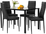 Modern Black Glass Dining Table Set for Small Spaces with Chairs - Furniture4Design