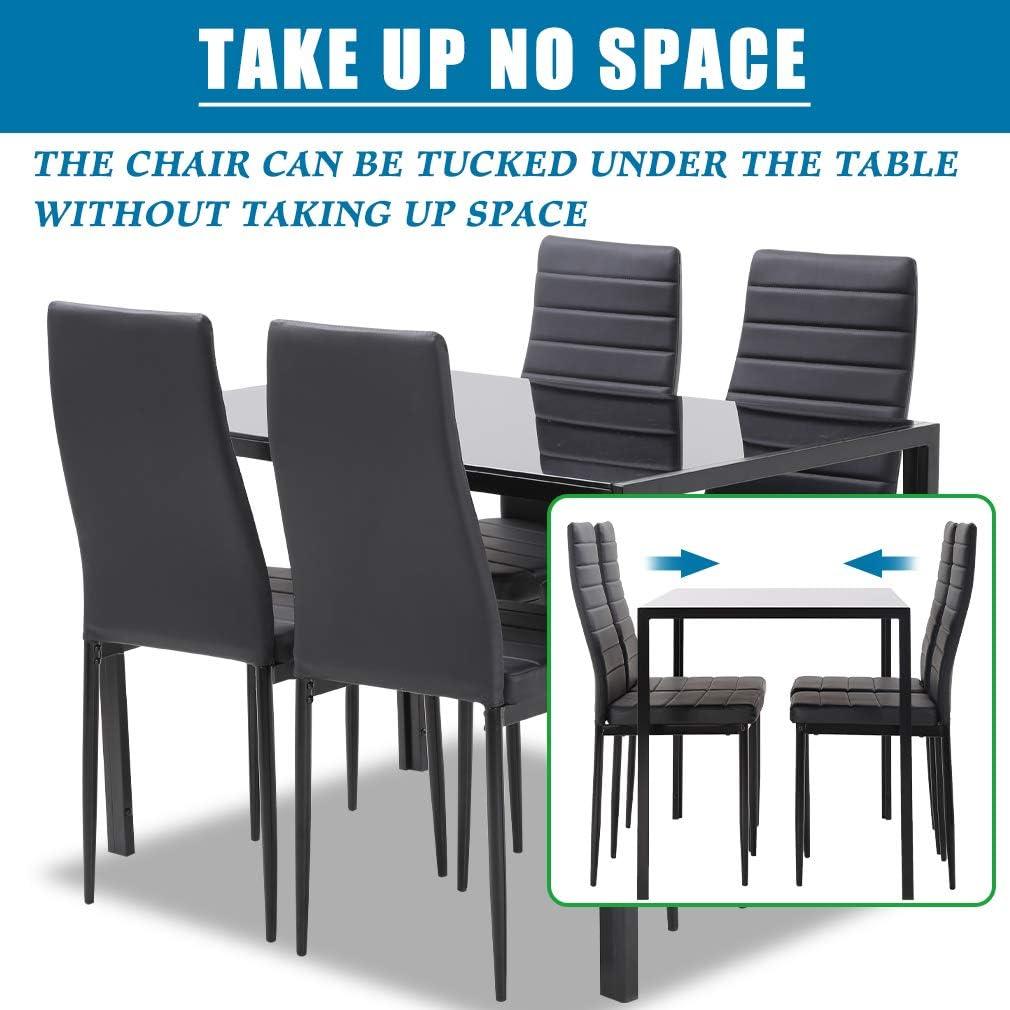 Modern Black Glass Dining Table Set for Small Spaces with Chairs - Furniture4Design