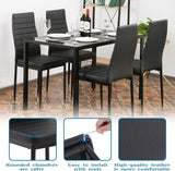 Modern Black Glass Dining Table Set for Small Spaces with Chairs - Furniture4Design