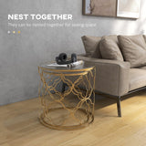 Modern Gold Nesting Coffee Table Set with Glass Top - Set of 2 - Furniture4Design