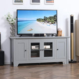 Modern Grey TV Stand with Glass Door Storage for TVs up to 60 - Furniture4Design