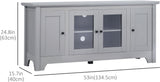 Modern Grey TV Stand with Glass Door Storage for TVs up to 60 - Furniture4Design