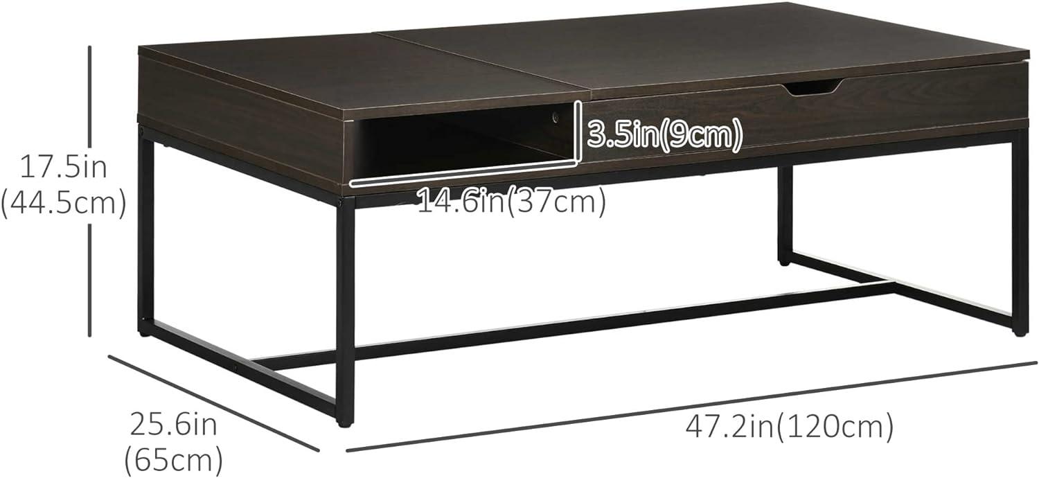 Modern Industrial Flip Top Coffee Table with Storage Shelf - Furniture4Design