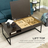 Modern Industrial Flip Top Coffee Table with Storage Shelf - Furniture4Design