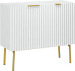 Modern White Accent Cabinet with Gold Legs and Adjustable Shelves - Furniture4Design