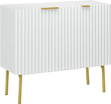 Modern White Accent Cabinet with Gold Legs and Adjustable Shelves - Furniture4Design