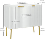 Modern White Accent Cabinet with Gold Legs and Adjustable Shelves - Furniture4Design