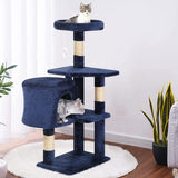 Navy Blue Multi-Level Cat Tree Tower with Scratching Posts and Condo for Indoor Cats - Furniture4Design