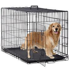 New Dog Crate Cage Extra Folding Large Double Door Pet Crate w/Divider&Tray,48" - Furniture4Design