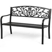 New Patio Park Garden Bench Porch Path Chair Outdoor Deck Steel Frame New I50 - Furniture4Design