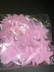 NEW Pink 100 3D Wall Ceiling Glow In The Dark Stars Decor Plastic Stickers - Furniture4Design