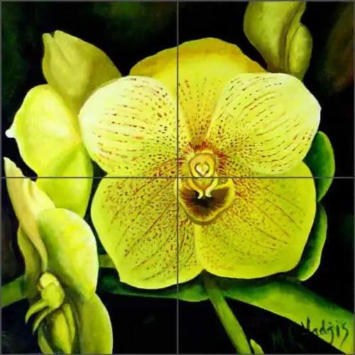 Orchid Tile Backsplash Micheline Hadjis Floral Art Ceramic Mural MHA009 - Furniture4Design