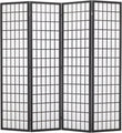 Oriental Shoji 4-Panel Room Divider White with Japanese-Inspired Wood - Furniture4Design