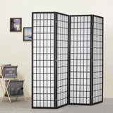 Oriental Shoji 4-Panel Room Divider White with Japanese-Inspired Wood - Furniture4Design