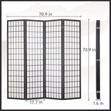 Oriental Shoji 4-Panel Room Divider White with Japanese-Inspired Wood - Furniture4Design