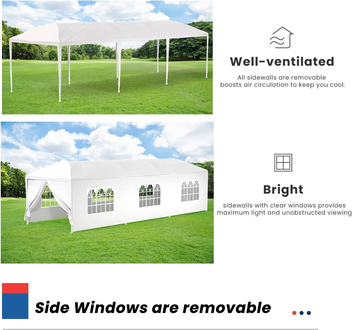 Outdoor Event Canopy Gazebo with Removable Walls White 10'x30' - Furniture4Design