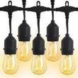 Outdoor String Lights LED 48 FT 15 Hanging Sockets Patio Lights Weatherproof - Furniture4Design