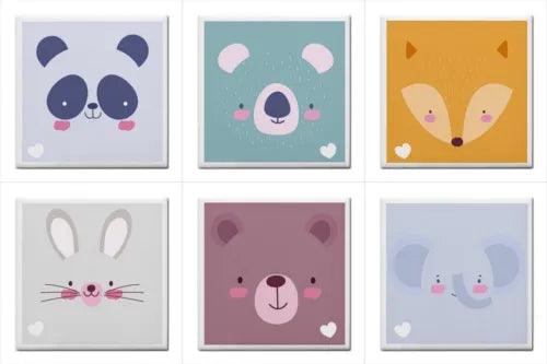 Panda Bear Fox Koala Elephant Bunny Baby Nursery Wall Art Backsplash Tiles Set - Furniture4Design