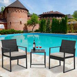 Patio Bistro Set 3 Pieces Outdoor Wicker Chair Patio Rattan Furniture Wicker Set - Furniture4Design