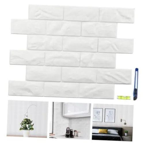 Pcs 3D Wall Panels Brick Printable 3D Wallpaper Stick and Peel, Self 20 White - Furniture4Design