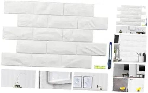 Pcs 3D Wall Panels Brick Printable 3D Wallpaper Stick and Peel, Self 30 White - Furniture4Design