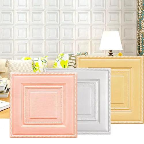 Peel and Stick Soft Foam Panels Set of 10 3D Wall Stickers for Tile Stone Brick - Furniture4Design