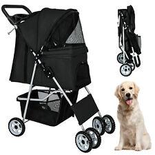 Pet Stroller Cat Dog Cage Stroller Travel Carriage 4 Wheels w/Foldable Carrier - Furniture4Design