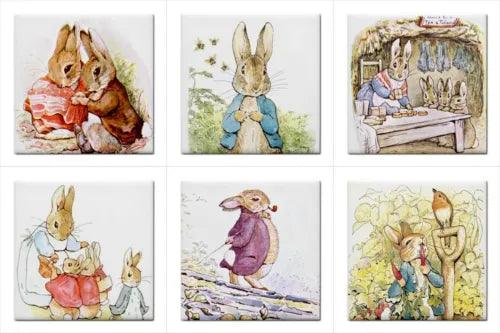 Peter Rabbit Beatrix Potter Bunny Nursery Baby Wall Art Backsplash Tiles Set - Furniture4Design