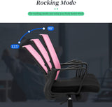 Pink Ergonomic Mesh Office Chair with Lumbar Support and Adjustable Stool - Furniture4Design