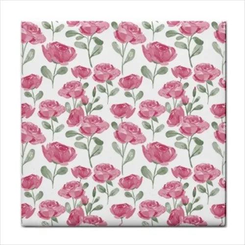 Pink Roses Floral Flower Art Backsplash Border Craft Ceramic Tile - Furniture4Design