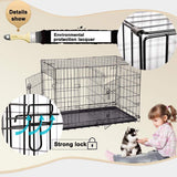 Portable Double-Door 24 Inch Metal Dog Crate with Divider Panel - Furniture4Design