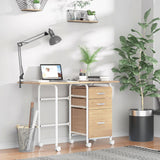 Portable Home Office Desk with Foldable Design, Storage Drawers, and 6 Wheels - Furniture4Design