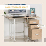 Portable Home Office Desk with Foldable Design, Storage Drawers, and 6 Wheels - Furniture4Design