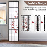 Portable Oriental Shoji Screen Room Divider - White 6Ft 4 Panel Wood Partition - Furniture4Design