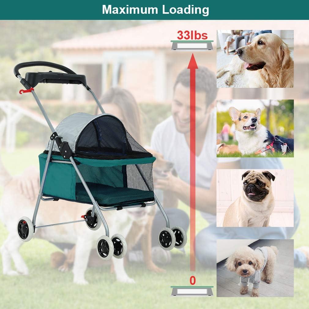 Portable Pet Stroller with Cup Holder and Sunshade - Furniture4Design