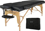 Portable Spa Bed with Adjustable Height and 2.5-inch Sponge Pad, Black - Furniture4Design