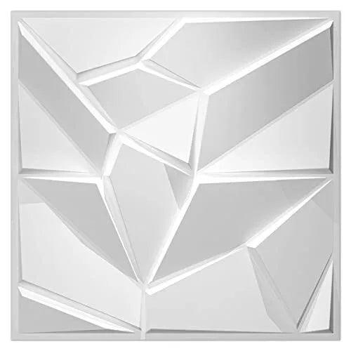 PVC 3D Wall Panels, Plastic Decorative Wall Tile in-Pack 19.7"×19.7" 12 White - Furniture4Design