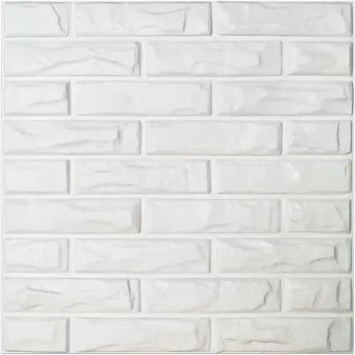 PVC 3D Wall Panels White Brick Wall Tiles, 19.7" X 19.7" (12 Pack) - Furniture4Design